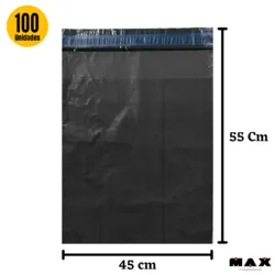 Envelope de Segurança Preto para Envios E-commerce 55cm X 45cm | 100 Unidades ( 2 pares )